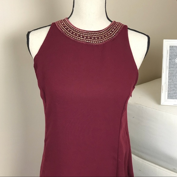 NWT Burgundy Sleeveless Fully Lined Dress Size XS - Picture 2 of 5